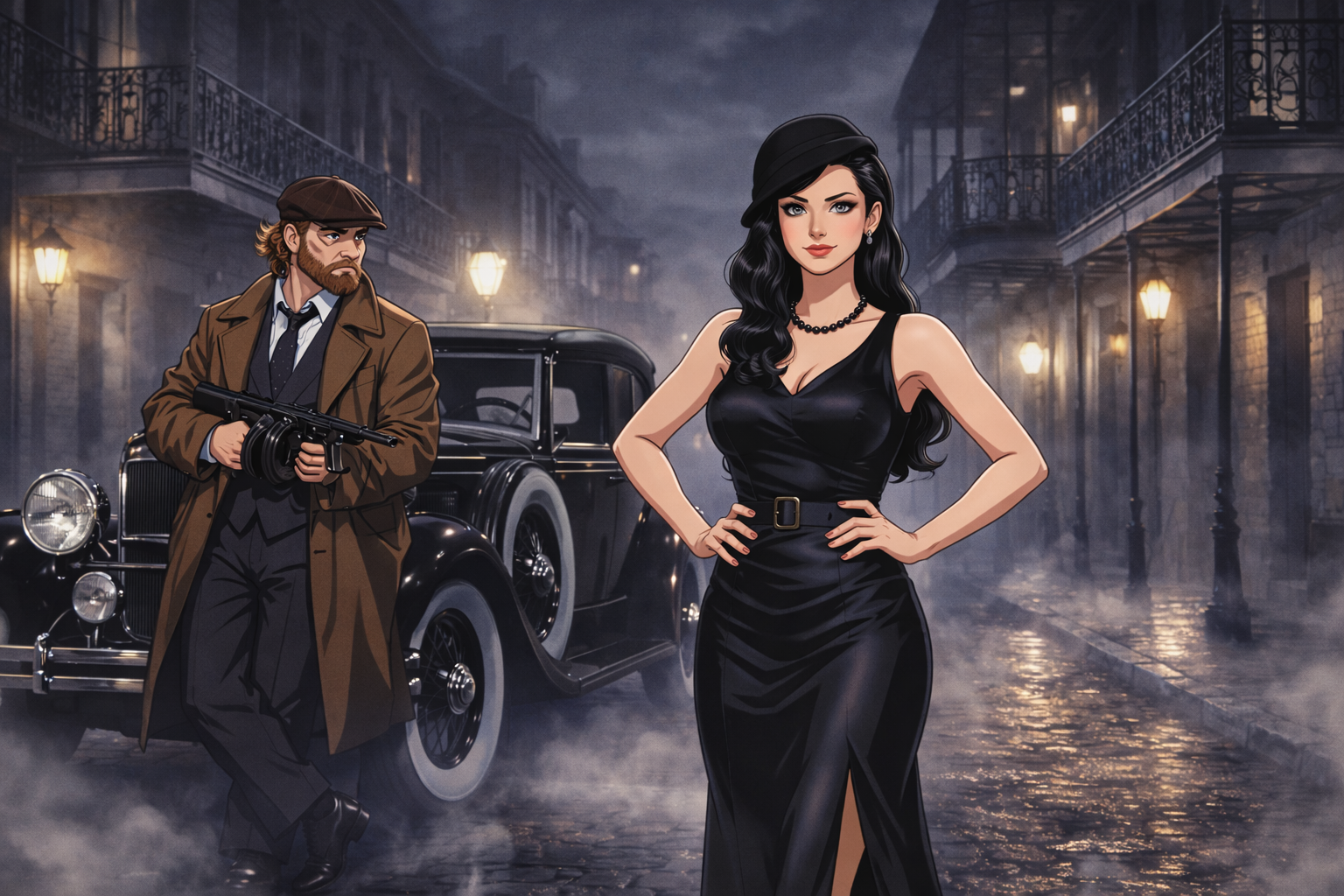 Cover art for Between Brass and Blood, a crime scenario on AI Dungeon