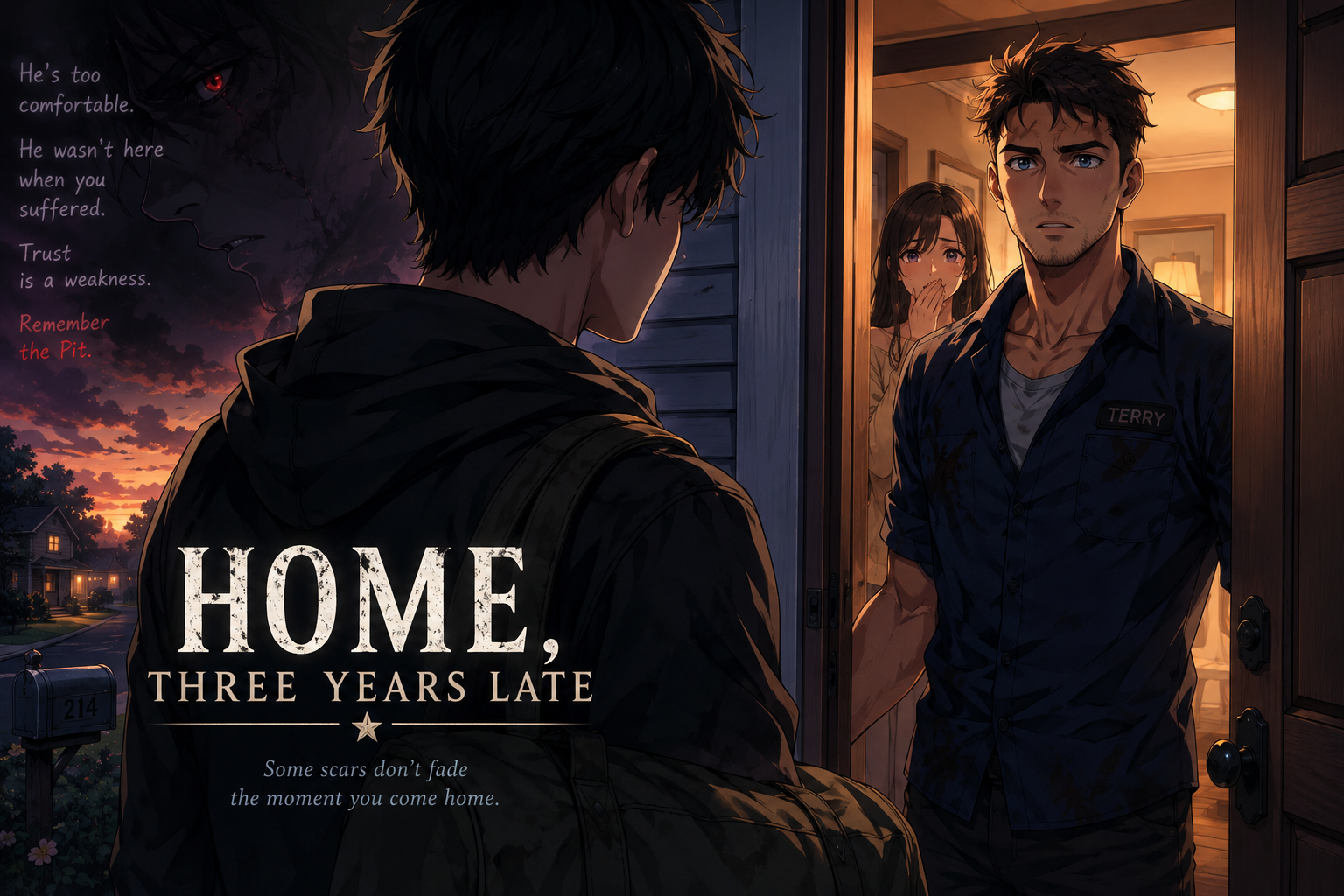 Cover art for Home, Three Years Late, a romance scenario on AI Dungeon