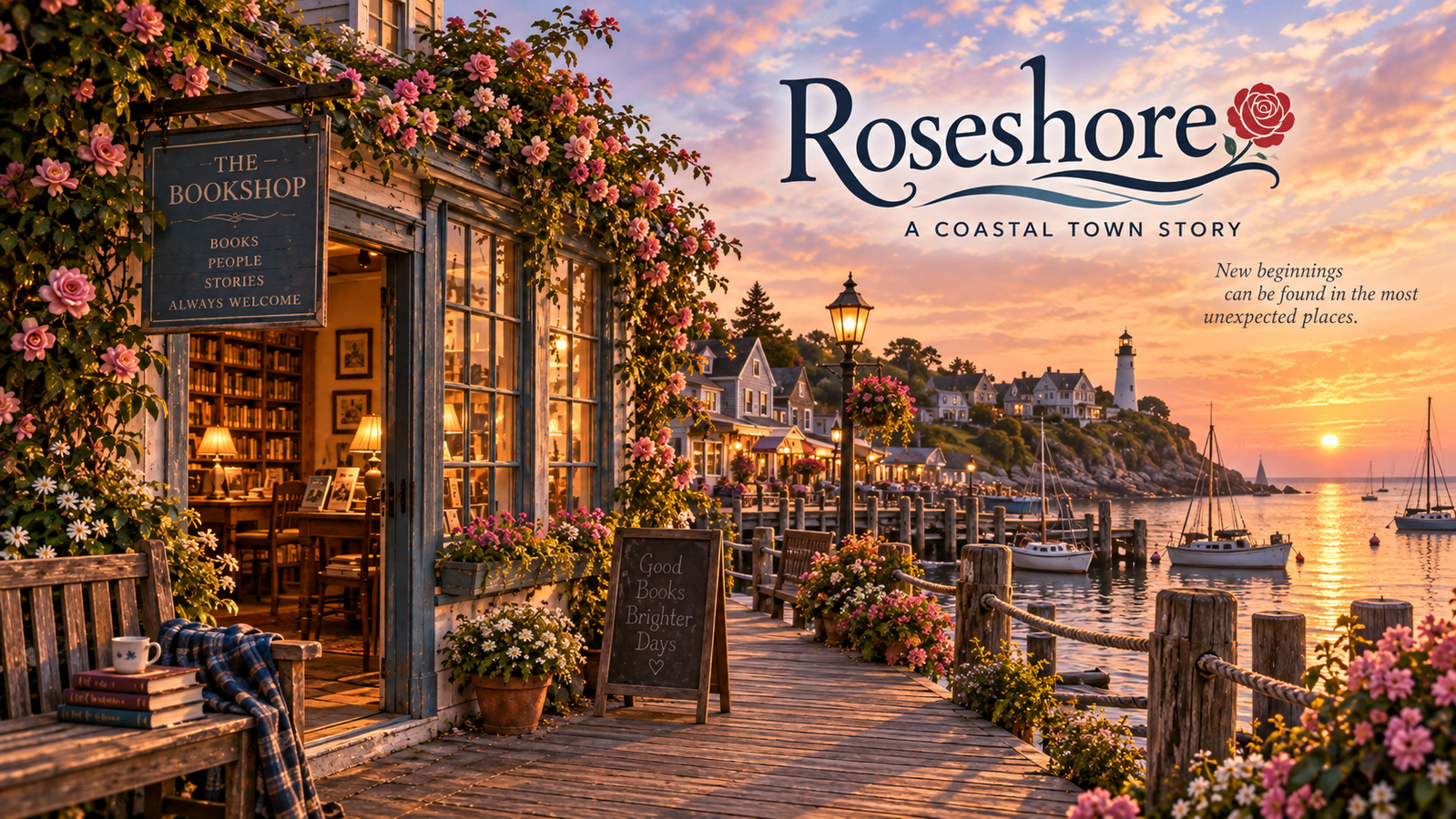 Cover art for Roseshore- A Bookstore Simulator, a bookstore scenario on AI Dungeon