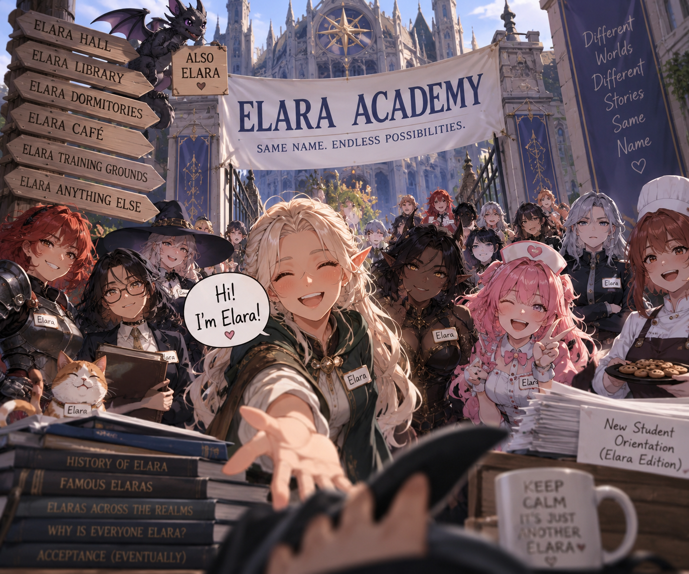 Cover art for By Elara, by Elara, by Elara!, a chaos scenario on AI Dungeon