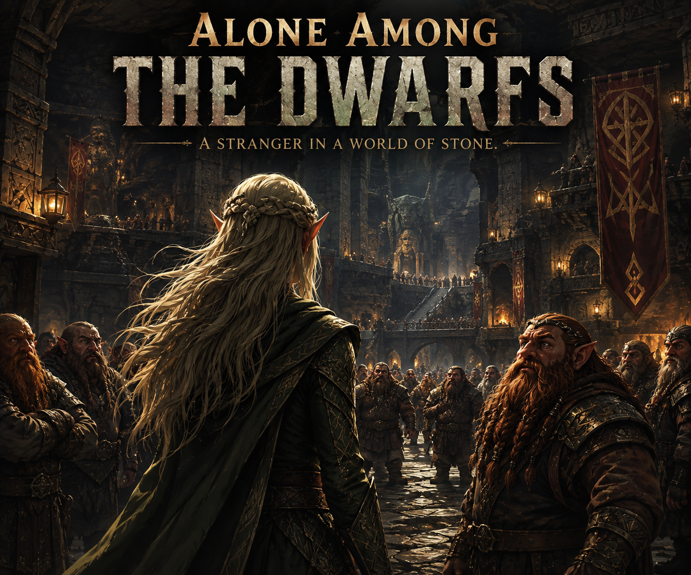 Cover art for Alone Among The Dwarves, a fantasy scenario on AI Dungeon