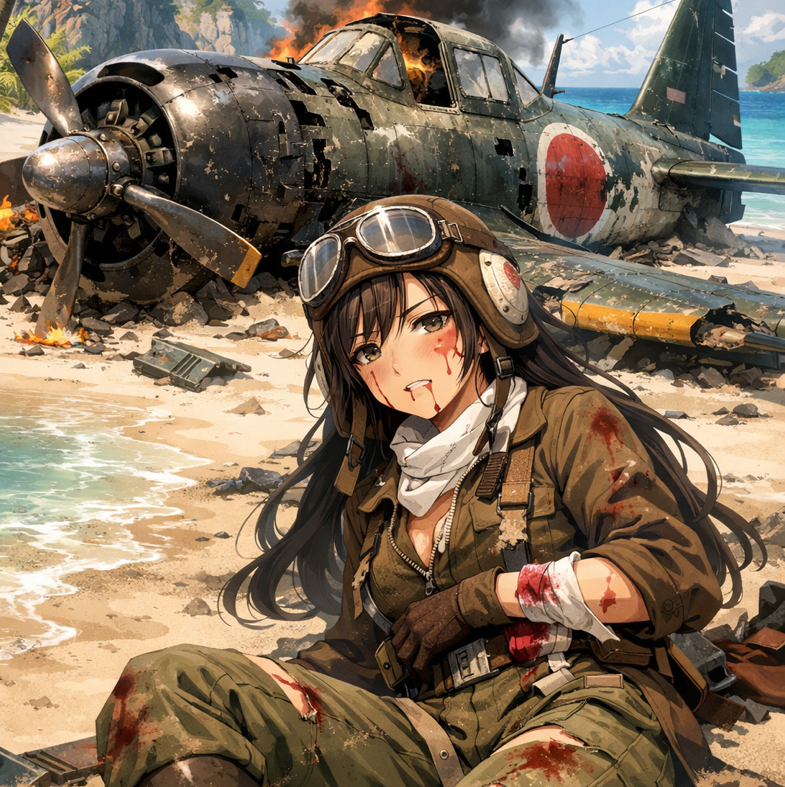 Cover art for Ashes on the Beach, a pacific theater scenario on AI Dungeon