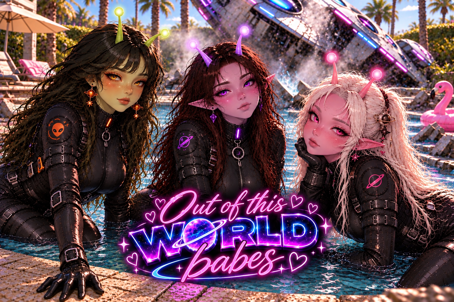 Cover art for Out of this World Babes, an alien scenario on AI Dungeon
