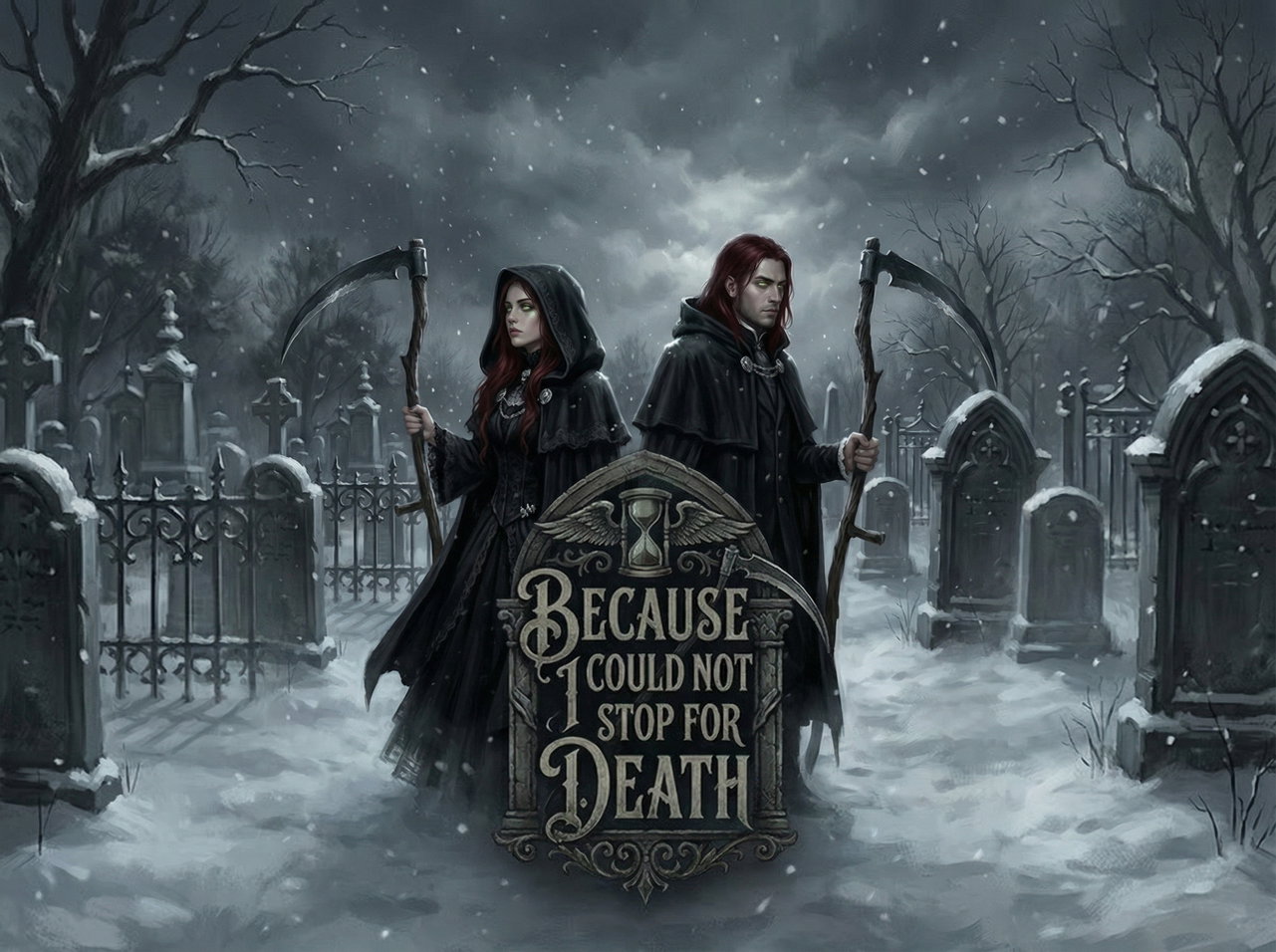 Cover art for Because I Could Not Stop for Death, a gothic scenario on AI Dungeon