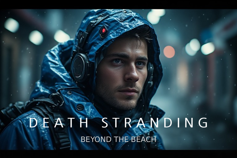 Cover art for DEATH STRANDING: BEYOND THE BEACH, a sci fi scenario on AI Dungeon