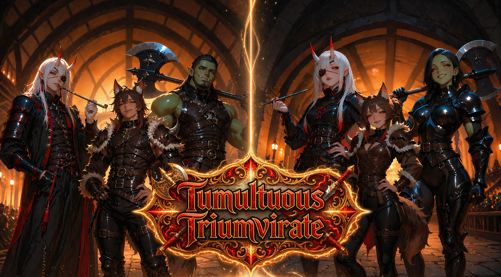 Cover art for Tumultuous Triumvirate (ISπ), a gothai scenario on AI Dungeon