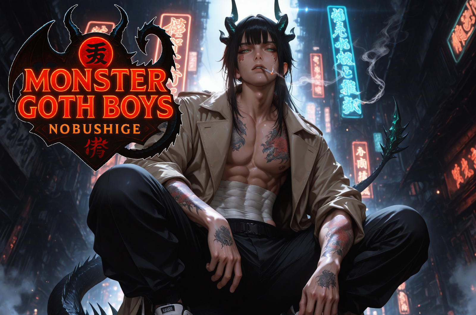 Cover art for Monster Goth Boys: Nobushige, a savehusbandos scenario on AI Dungeon