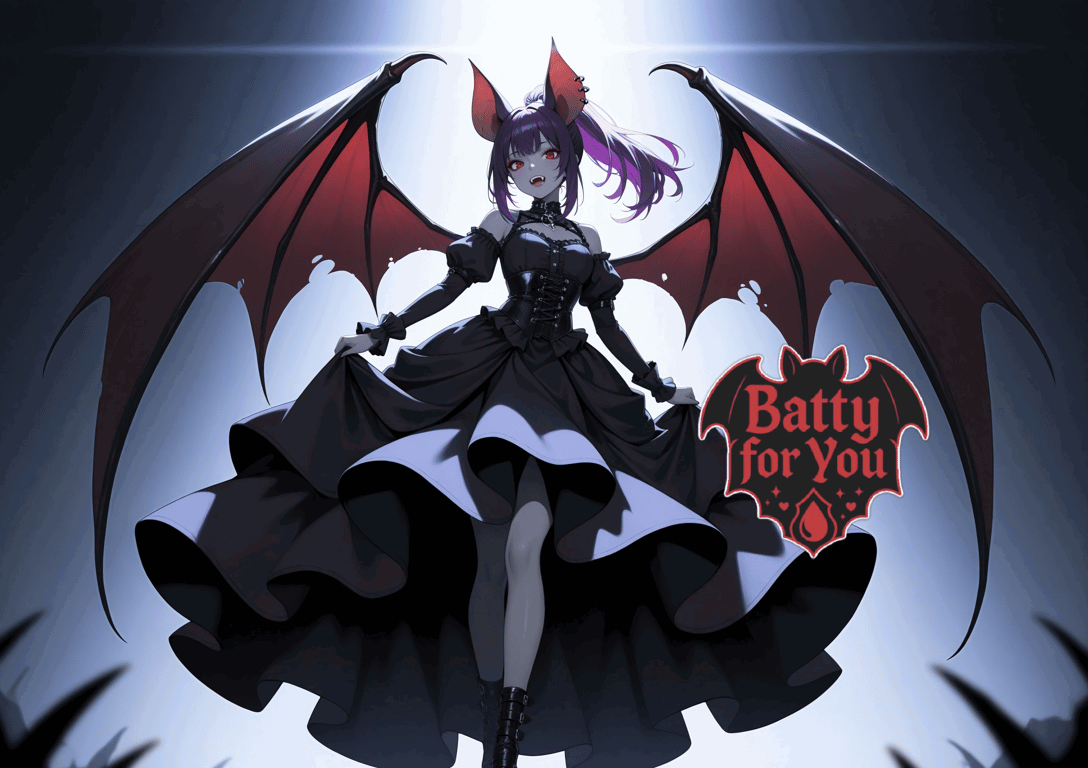 Cover art for Batty for You!, a monstergothgirl scenario on AI Dungeon