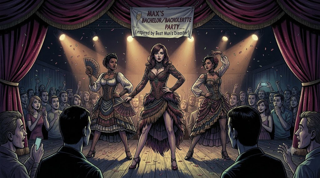 Cover art for Max's Bachelor/Bachelorette party ... by Ray , an inner self scenario on AI Dungeon