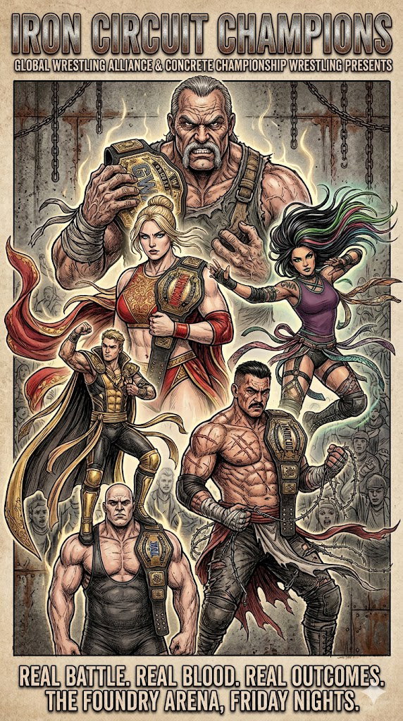 Cover art for 🤼 Titan’s Canvas: The Era of the Shoot ... by Ray, a wrestling scenario on AI Dungeon