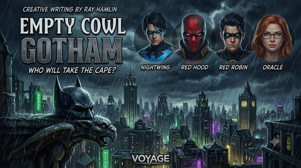 Cover art for Gotham City the bat has fallen by Ray., a batman world on Voyage