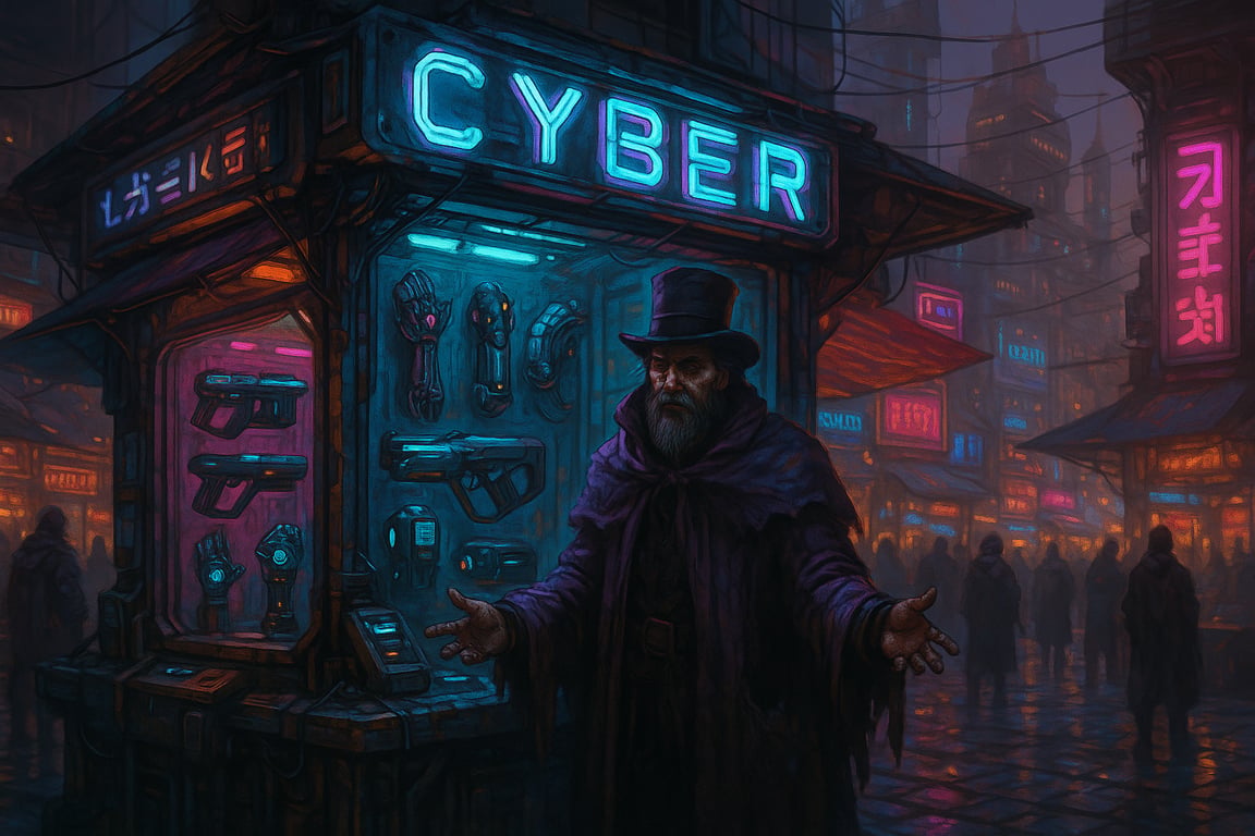 Cover art for Cyberpunk Shop - The Master Merchant, a cyberpunk scenario on AI Dungeon