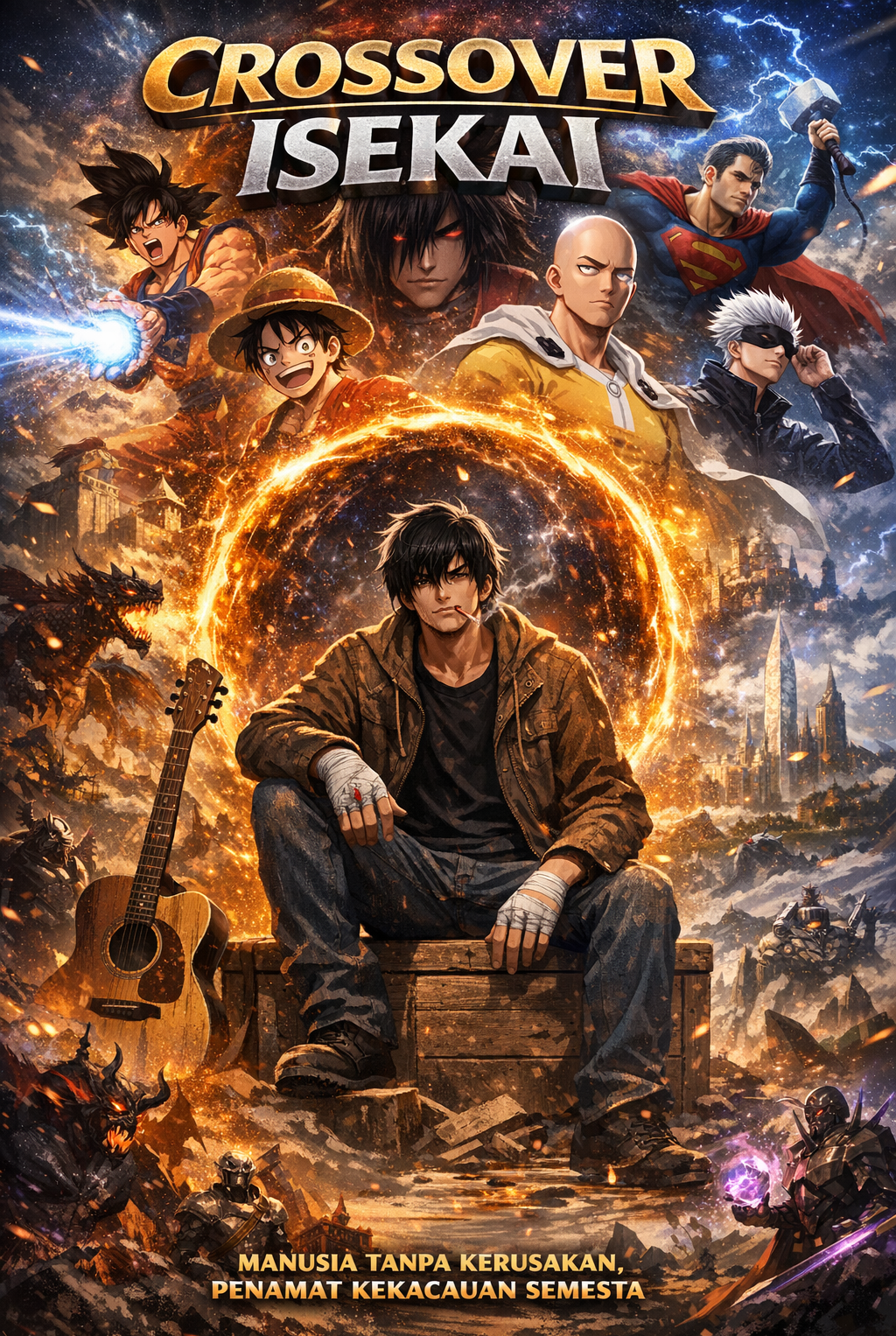 Cover art for Crossover Isekai, an aksi fantasi scenario on AI Dungeon