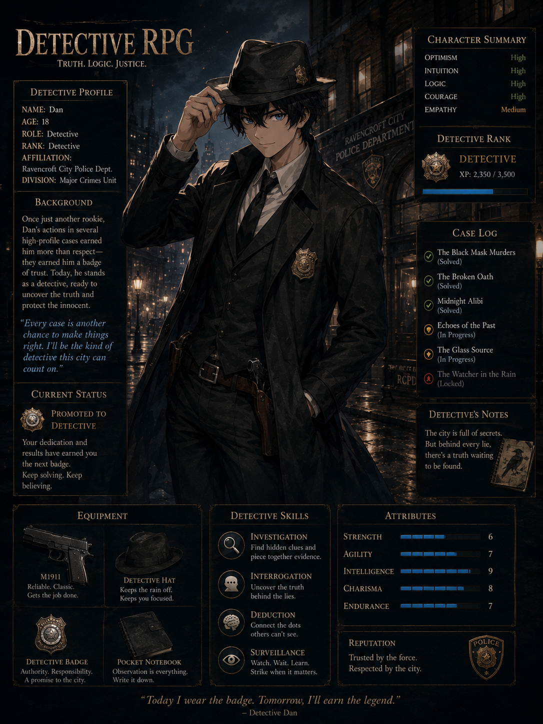 Cover art for Detective RPG, a detective scenario on AI Dungeon