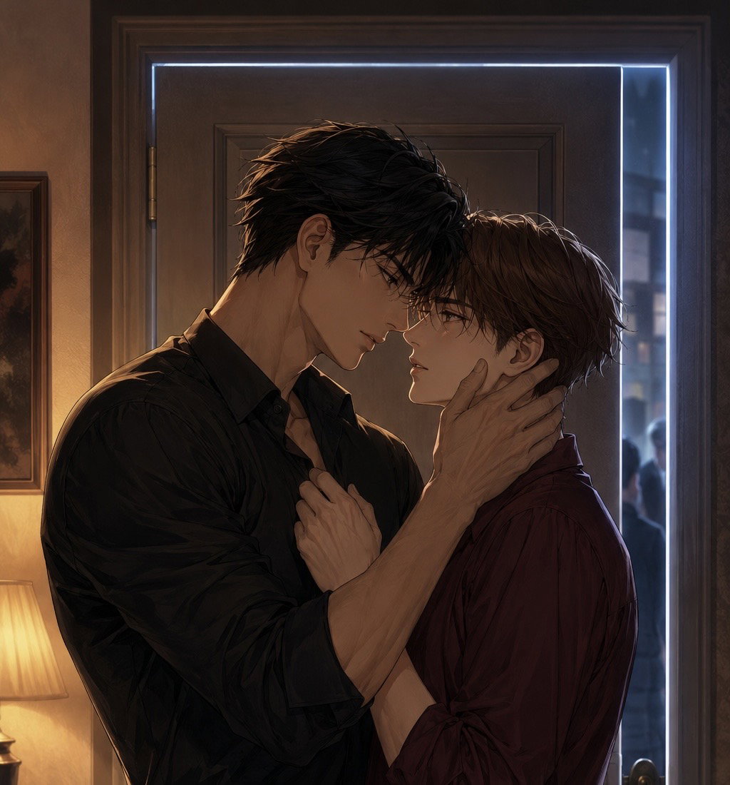 Cover art for Yours Behind Closed Doors, a bl scenario on AI Dungeon