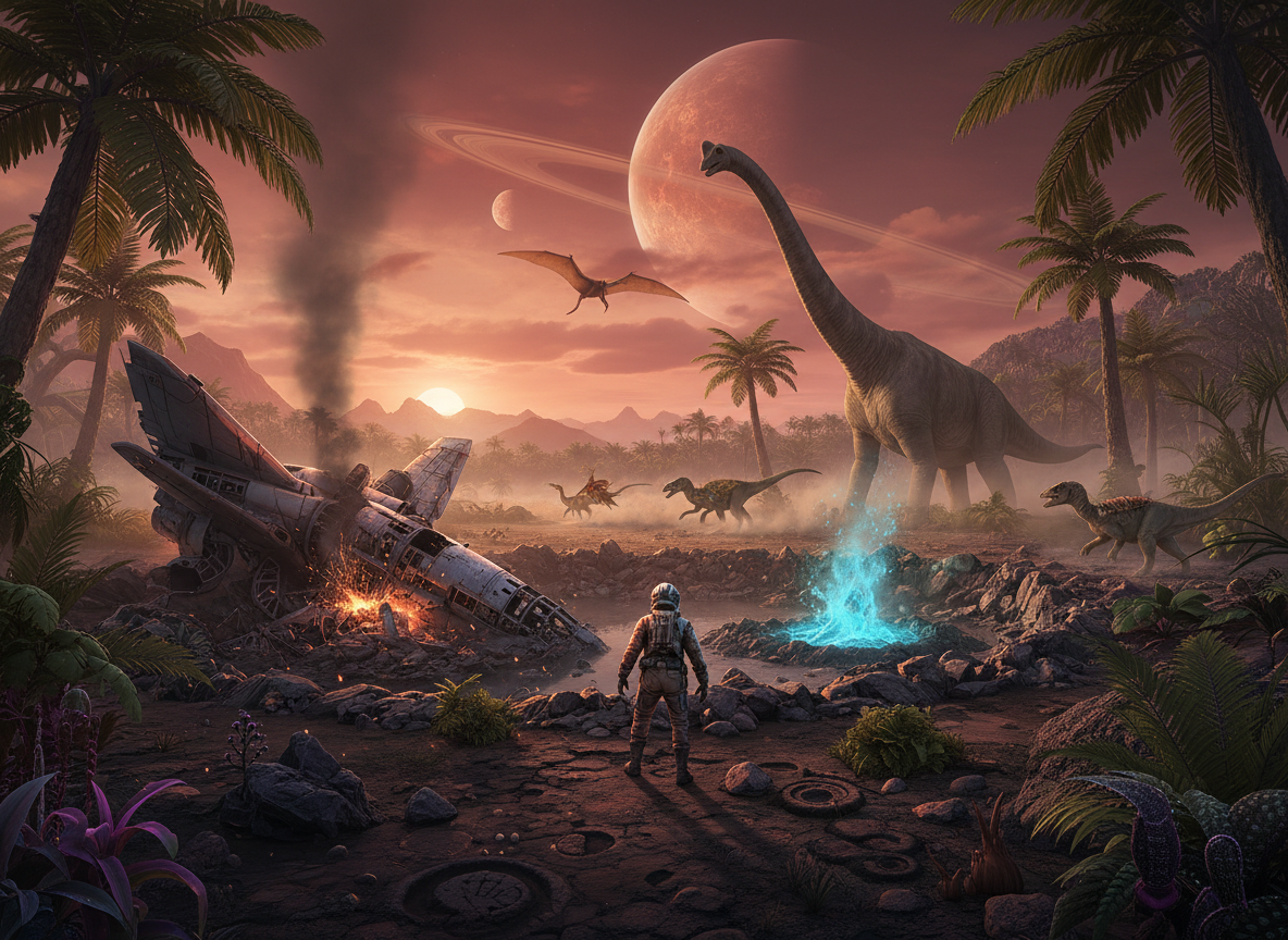 Cover art for Dinosaur Planet, a dinosaur scenario on AI Dungeon