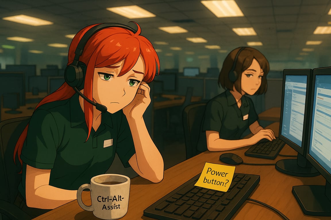 Cover art for Ticket Closed, a workplace satire scenario on AI Dungeon
