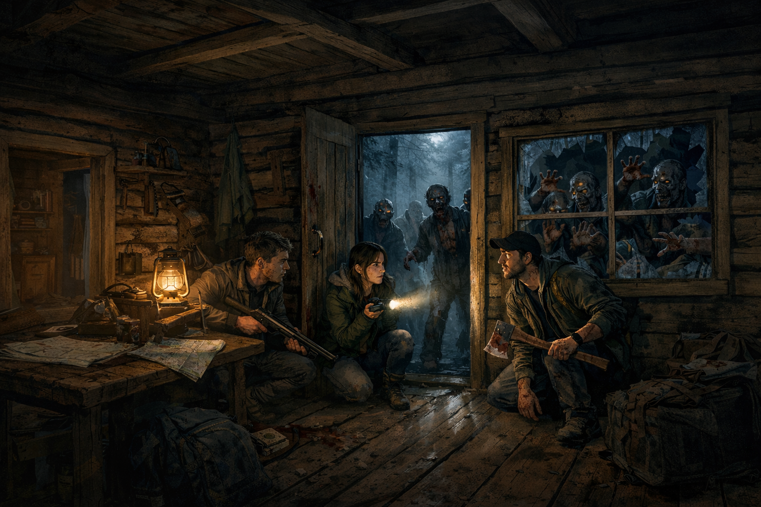 Cover art for Cabin in the Woods – Night of the Dead, a zombie scenario on AI Dungeon