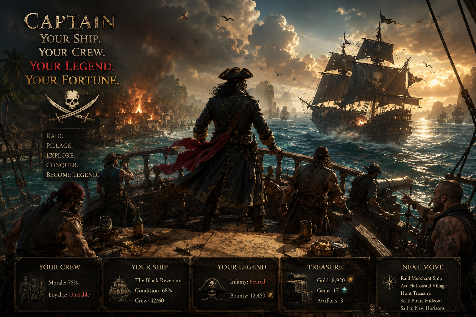 Cover art for Pirate Simulator, a pirate scenario on AI Dungeon