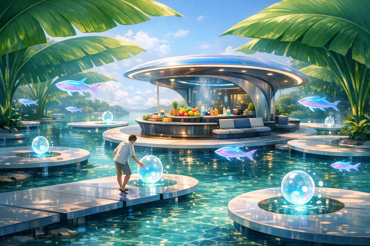 Cover art for The Oasis of Floating Light , a peaceful scenario on AI Dungeon
