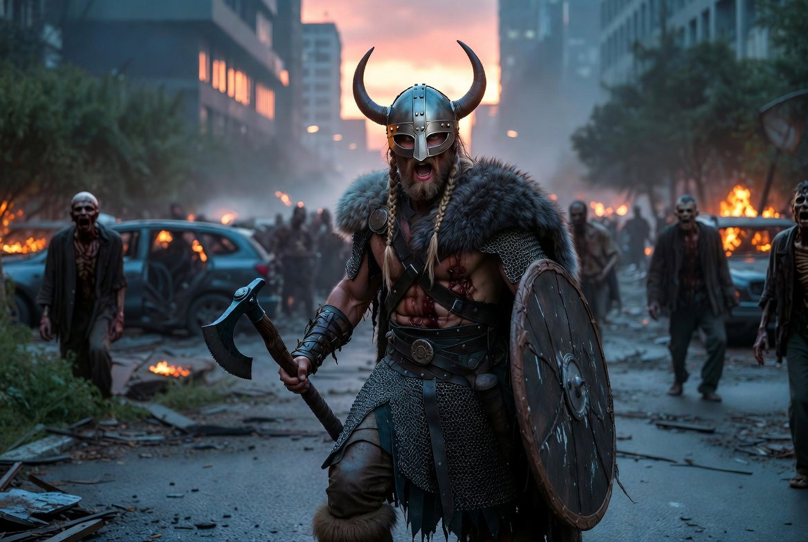 Cover art for A Viking In A Zombie Apocalypse, a fantasy scenario on AI Dungeon