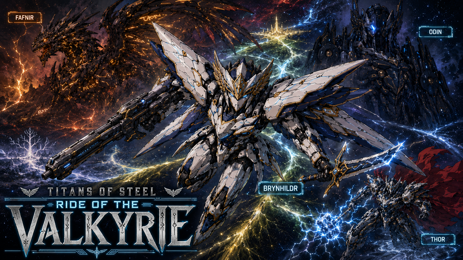Cover art for Titans of Steel: Ride of the Valkyrie, a mech scenario on AI Dungeon