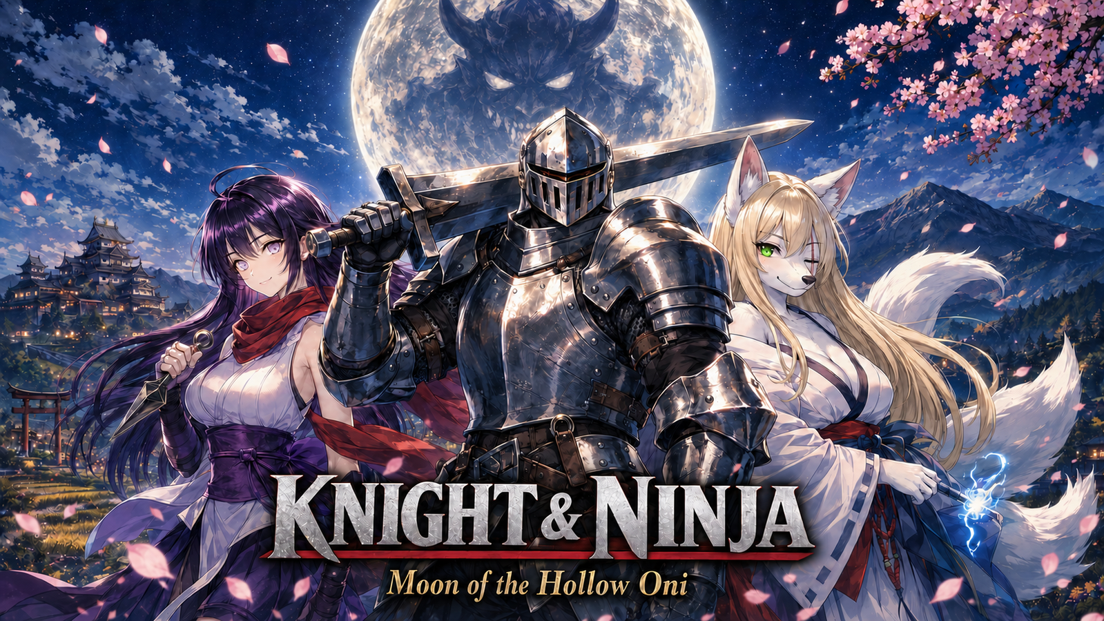 Cover art for Knight & Ninja: Moon of the Hollow Oni, an anime scenario on AI Dungeon