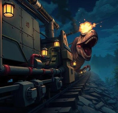 Cover art for Jurassic Engines, a dinosaur scenario on AI Dungeon