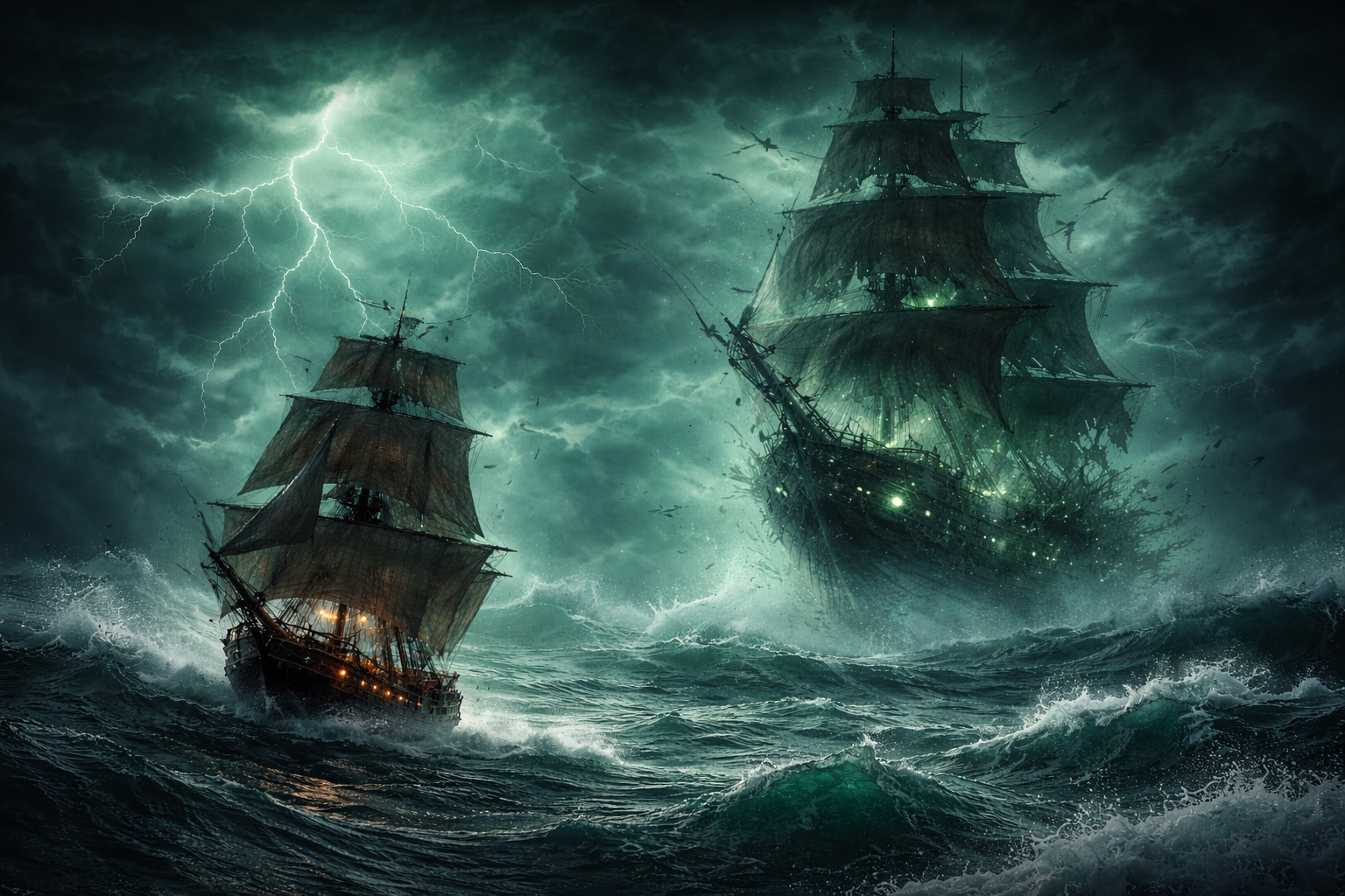 Cover art for Escape from the Flying Dutchman!, a flying dutchman scenario on AI Dungeon
