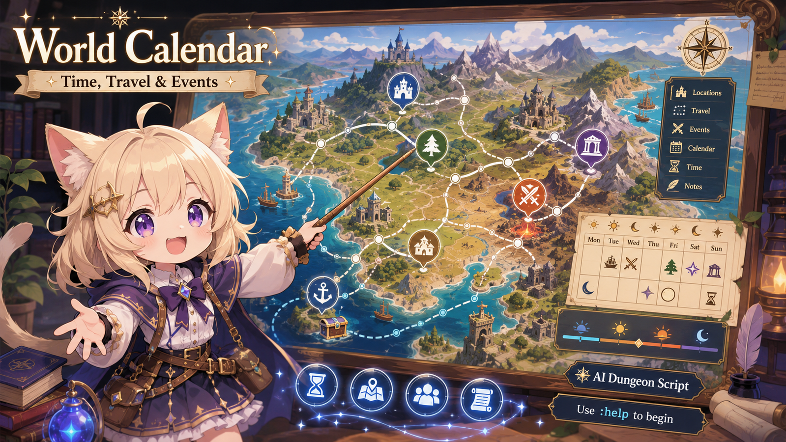 Cover art for š
World Calendar, a mod scenario on AI Dungeon
