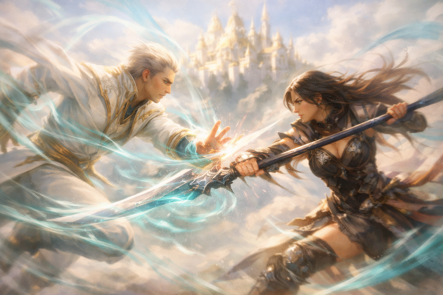 Cover art for Ether and Blades Realm (π), a fantasy scenario on AI Dungeon