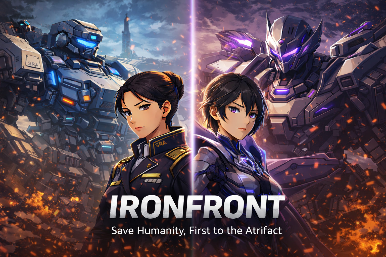 Cover art for Ironfront: First to the Artifact V2, a mech scenario on AI Dungeon