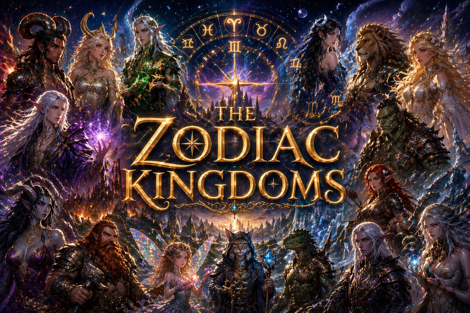 Cover art for The Zodiac Kingdoms, a zodiac scenario on AI Dungeon