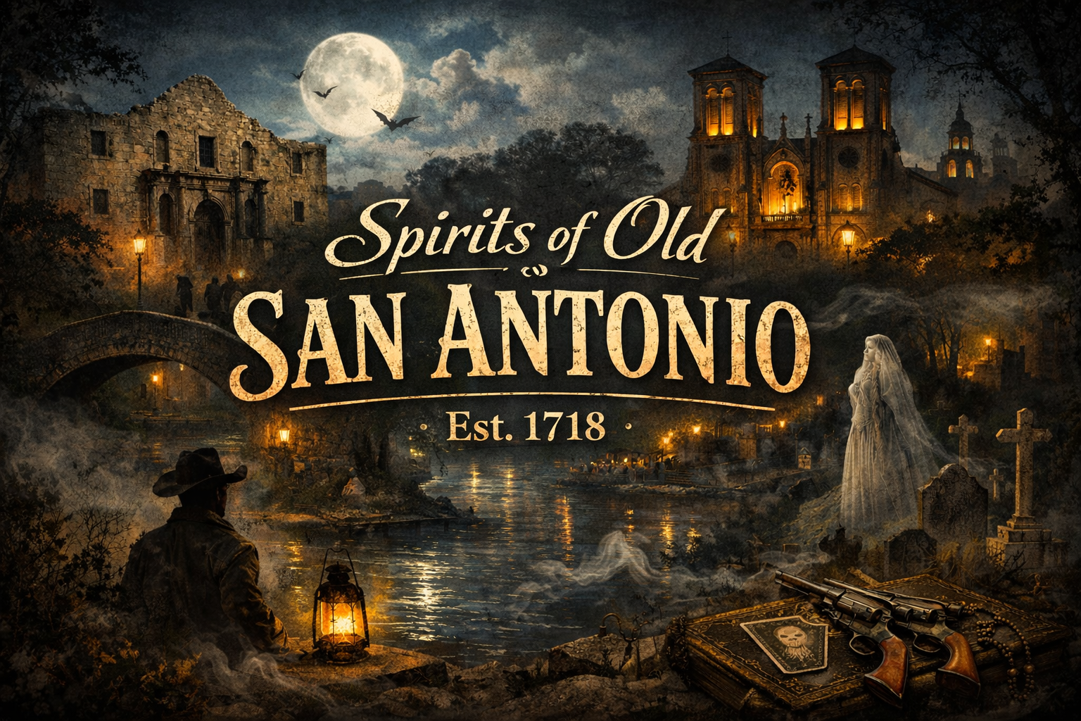 Cover art for Spirits of Old San Antonio, a history scenario on AI Dungeon