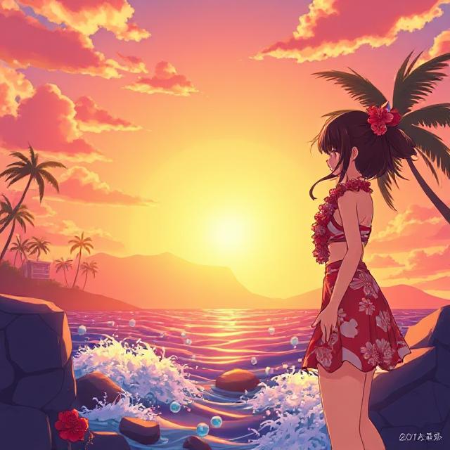 Cover art for Life in Hawaii, an anime scenario on AI Dungeon