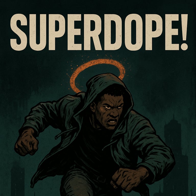 Cover art for Superdope!, an urban sci fi scenario on AI Dungeon