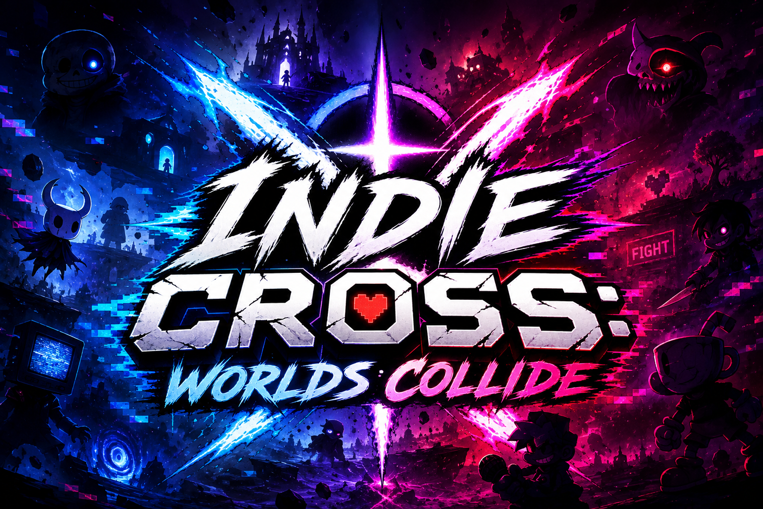 Cover art for INDIE CROSS: WORLDS COLLIDE, an indie cross scenario on AI Dungeon