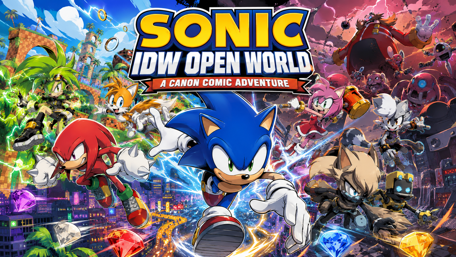 Cover art for SONIC THE HEDGEHOG: IDW OPEN WORLD, a sonic scenario on AI Dungeon