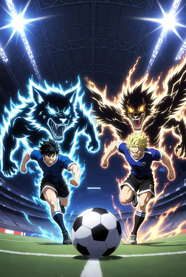 Cover art for Blue Lock. Super raw beta version 1, a blue lock scenario on AI Dungeon