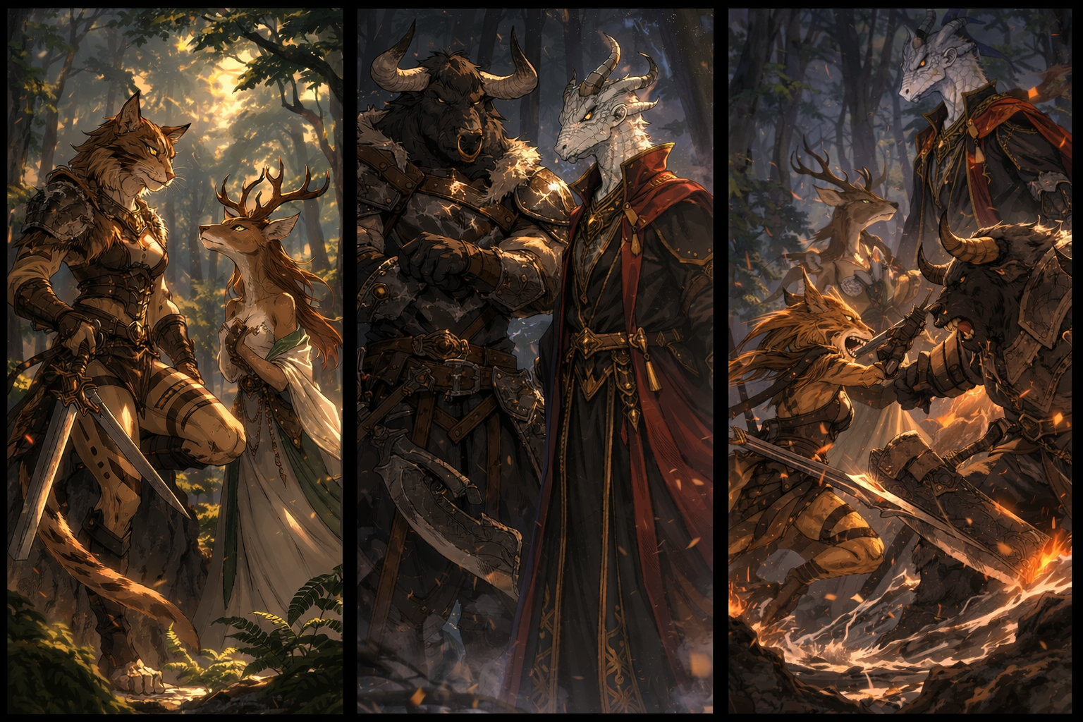 Cover art for Fur, Feather, Scale and Iron, a furry scenario on AI Dungeon