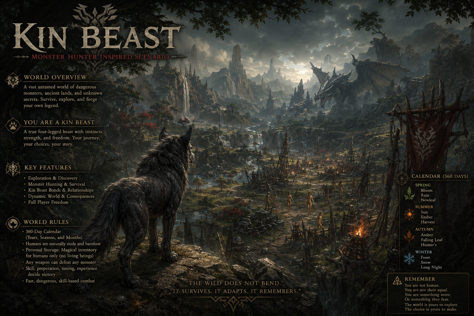 Cover art for Monster Slayer: Kin Beast (beta) , a dark fantasy scenario on AI Dungeon
