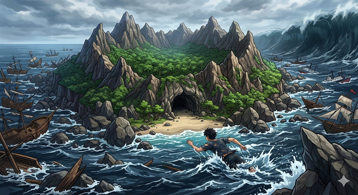 Cover art for Stranded on the Island lost in Time, a lost scenario on AI Dungeon