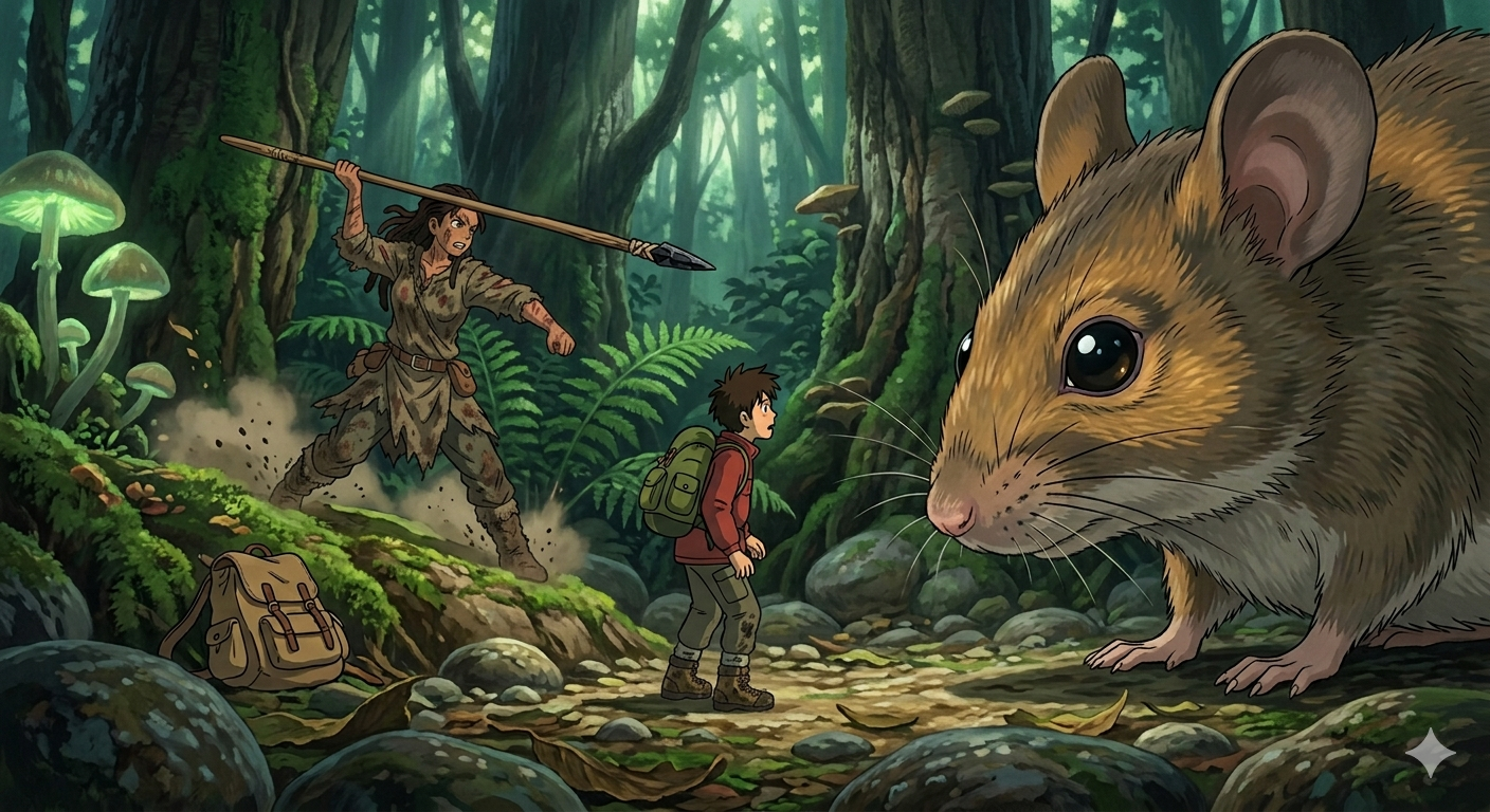 Cover art for Lost in the Large Woods, a blackheaven scenario on AI Dungeon