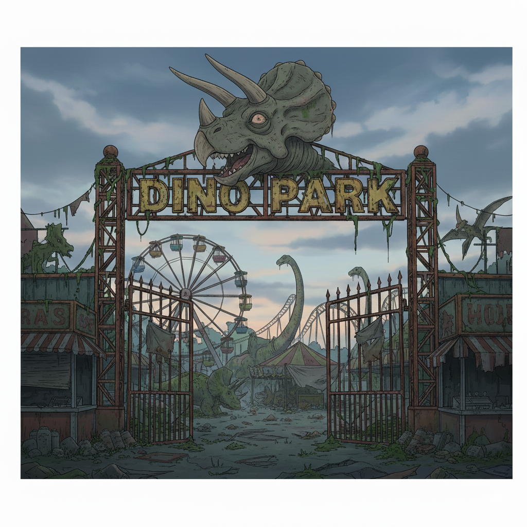 Cover art for Welcome to Dino Park, a dinosaur scenario on AI Dungeon