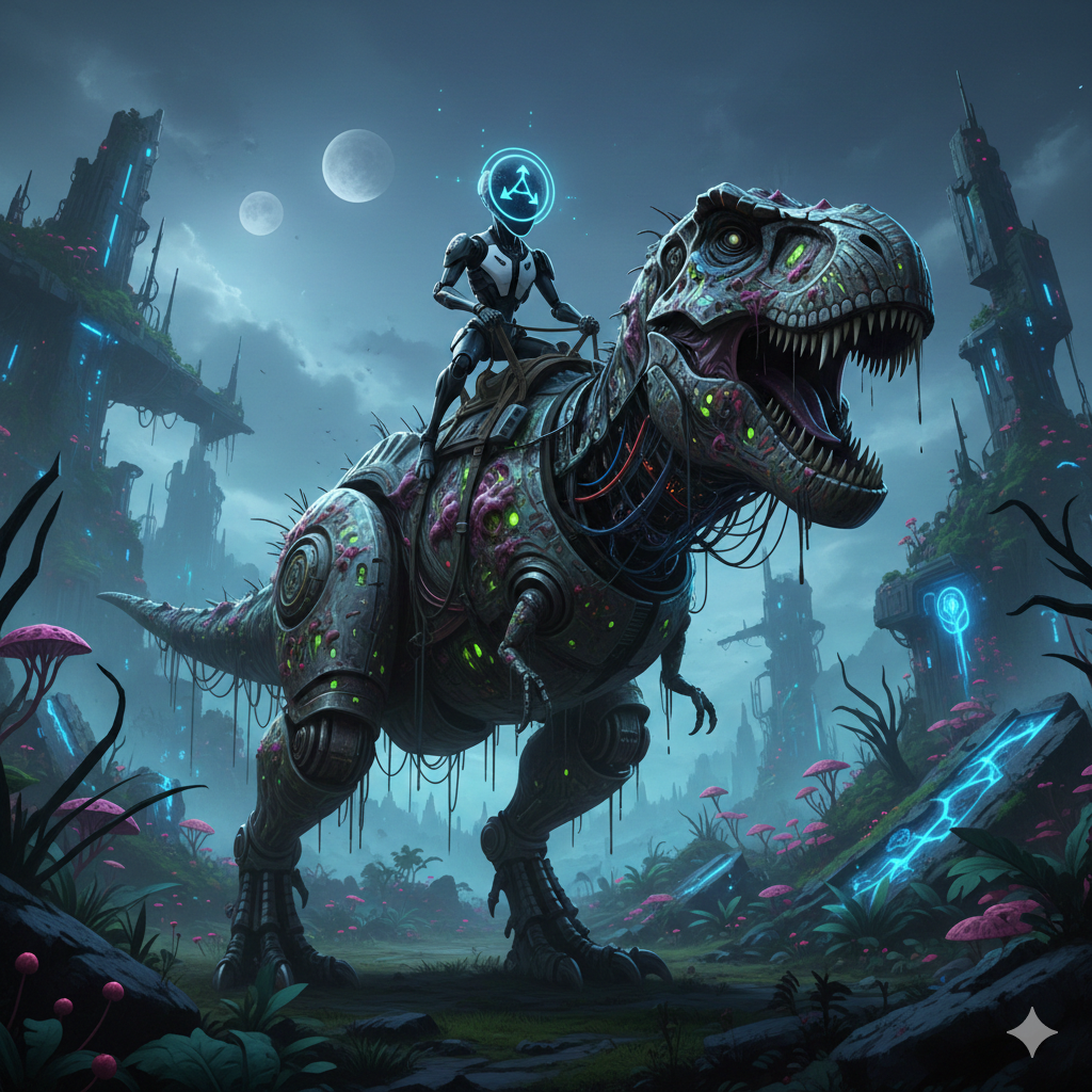 Cover art for Horizon Murder Dawn, a dinosaur scenario on AI Dungeon