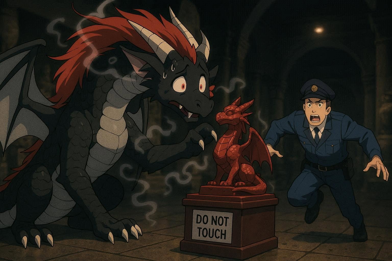 Cover art for Do Not Touch!, a dragon scenario on AI Dungeon
