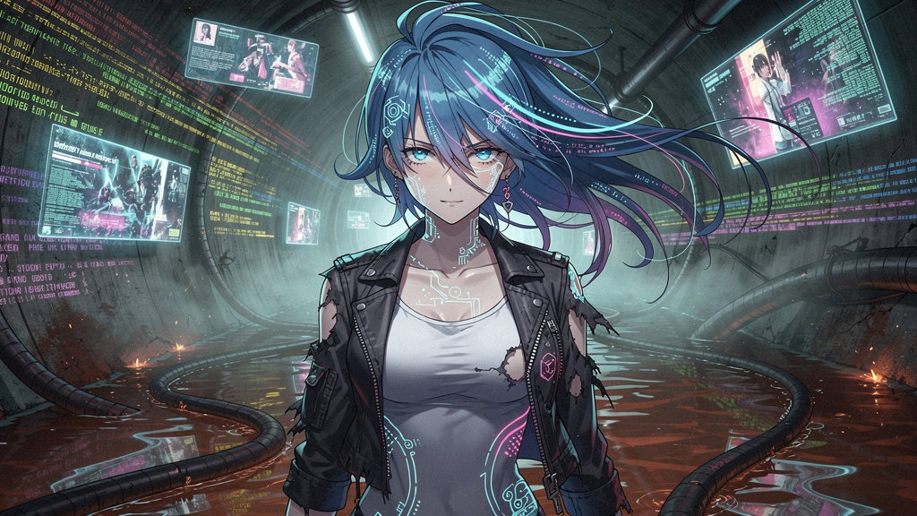 Cover art for Corrupted Synapses of the Undergrid, a cyberpunk scenario on AI Dungeon