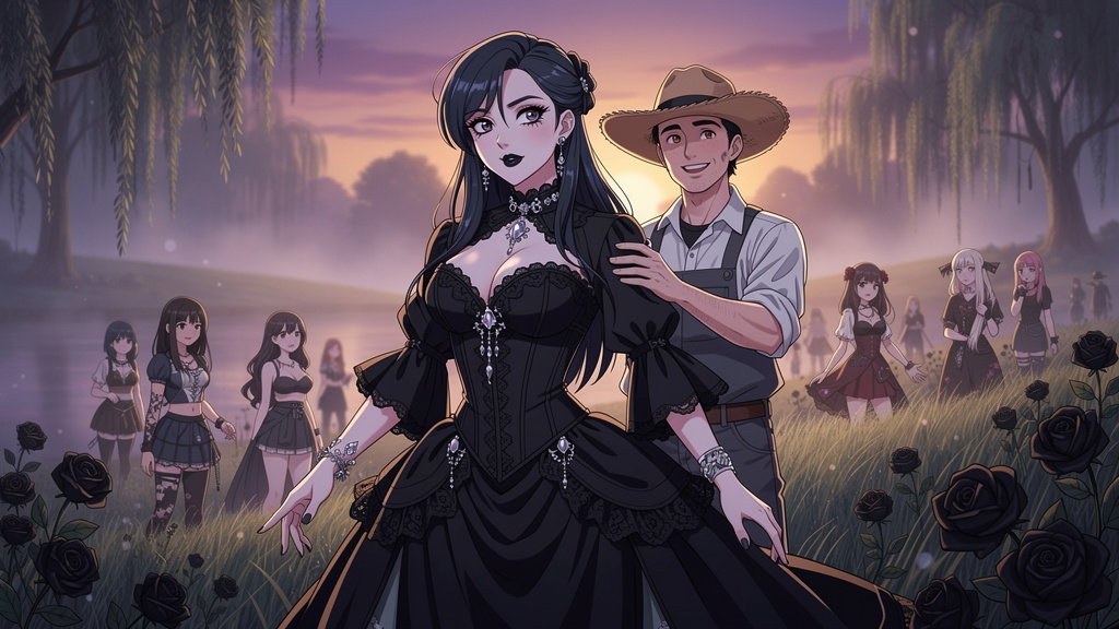Cover art for Your Goth Girl Farm, an absurd scenario on AI Dungeon