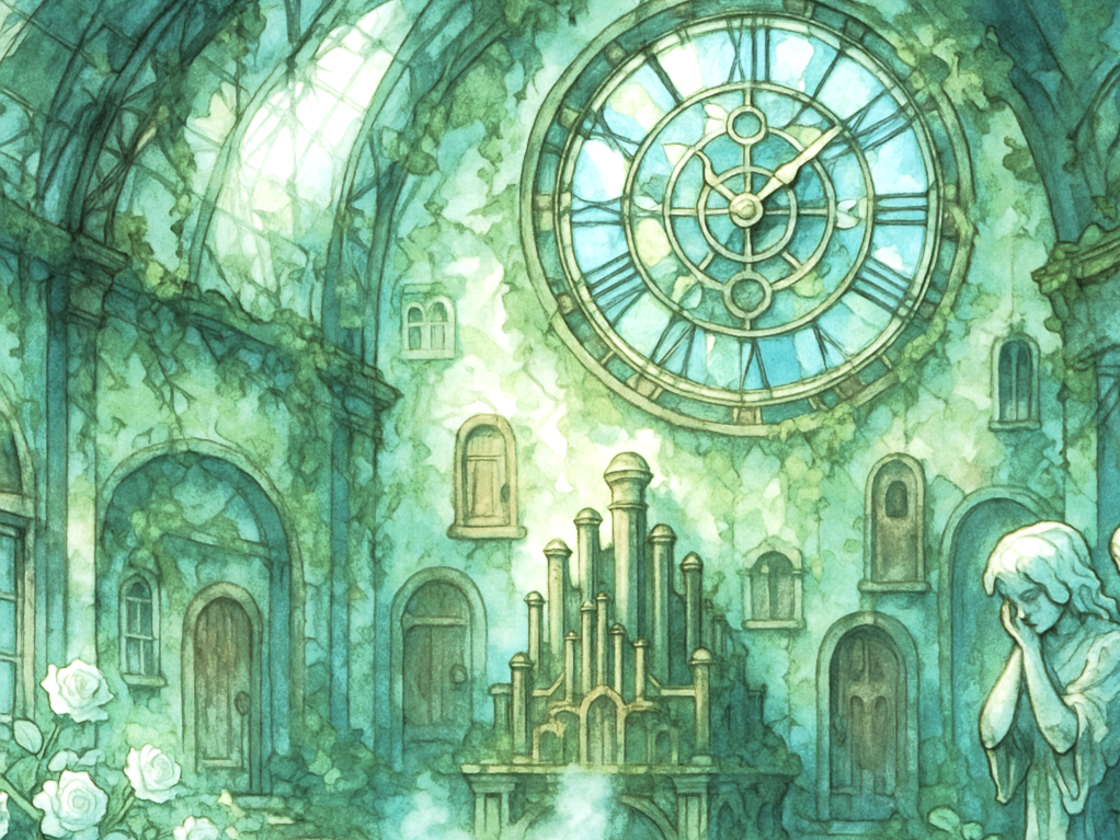 Cover art for The Clocktower Garden, a steampunk scenario on AI Dungeon
