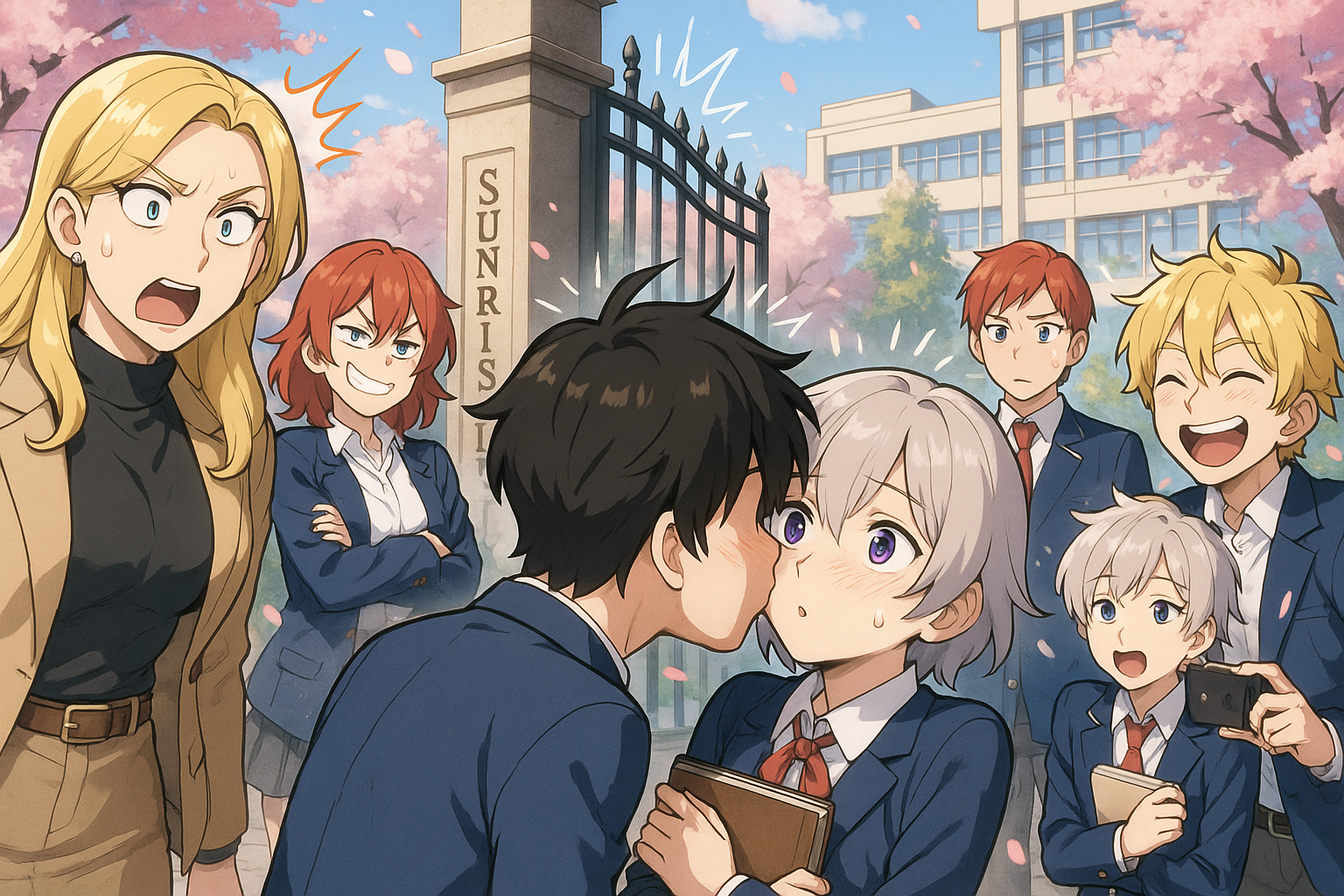 Cover art for One Dare, One Kiss!, a college scenario on AI Dungeon